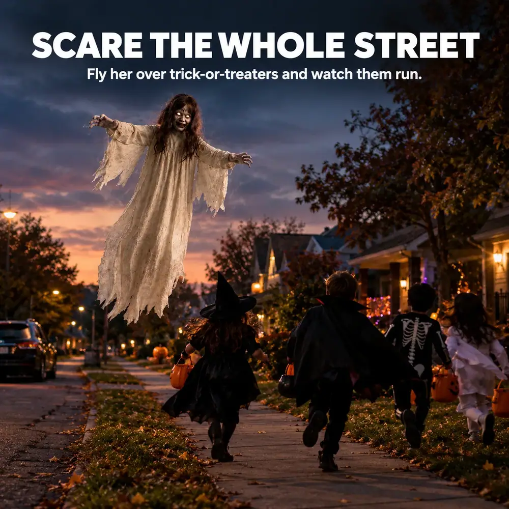 Scare the whole street: fly her over trick-or-treaters and watch them run