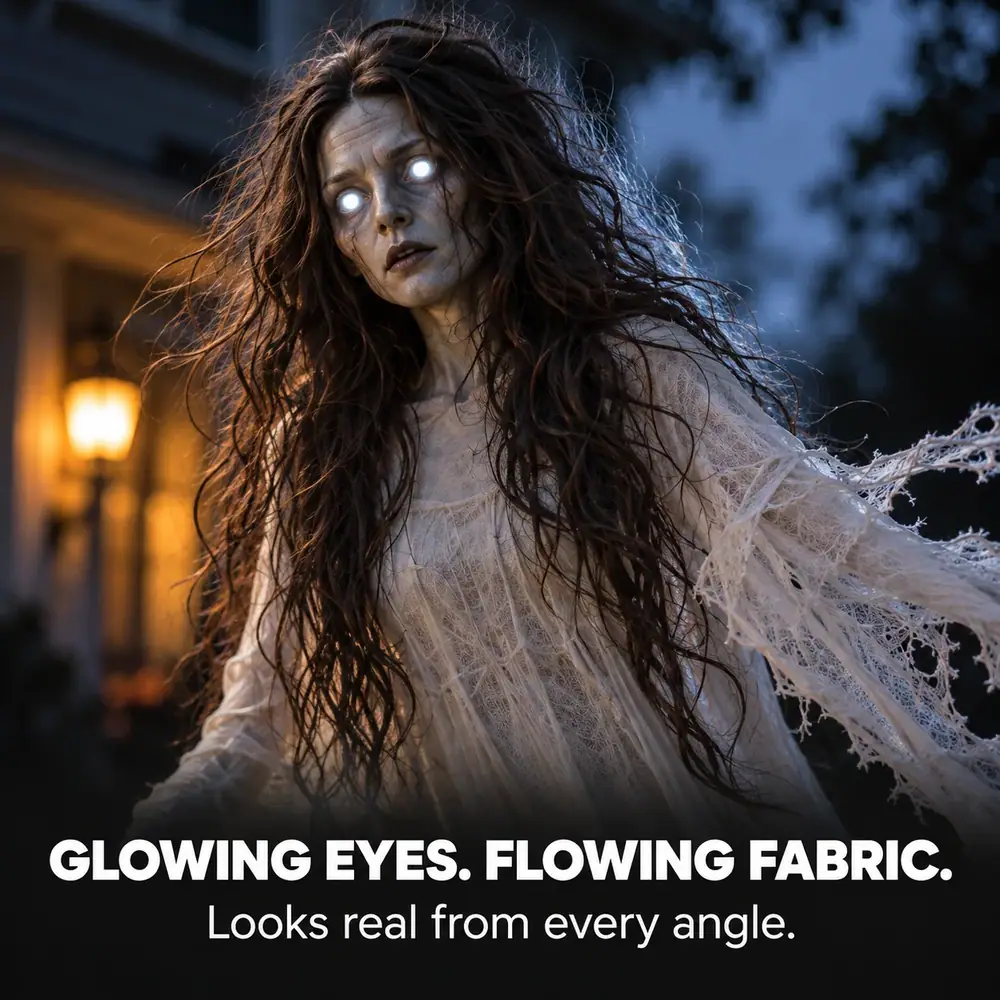 Glowing eyes and flowing fabric: looks real from every angle